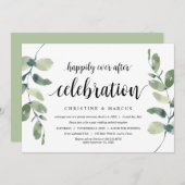 Grüne Eukalyptus, Schwarz, Hochzeitsfeier Einladung (Vorne/Hinten)