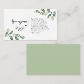 Grüne Eukalyptus, Schwarze Tinte, Flitterwochen Begleitkarte (Vorne/Hinten)