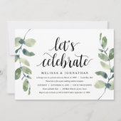 Grüne Eukalyptus, schwarzer Tinte, Hochzeitsfeier Einladung (Vorderseite)