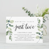 Grüne Eukalyptus, schwarzer Tinte, Hochzeitsfeier Einladung (Stehend Vorderseite)