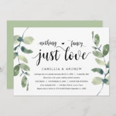 Grüne Eukalyptus, schwarzer Tinte, Hochzeitsfeier Einladung (Vorne/Hinten)