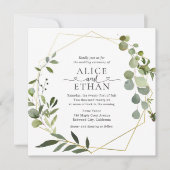 Grüne Eukalyptus-Script-Hochzeit Einladung (Vorderseite)