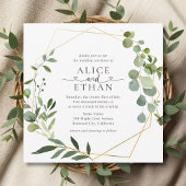 Grüne Eukalyptus-Script-Hochzeit Einladung