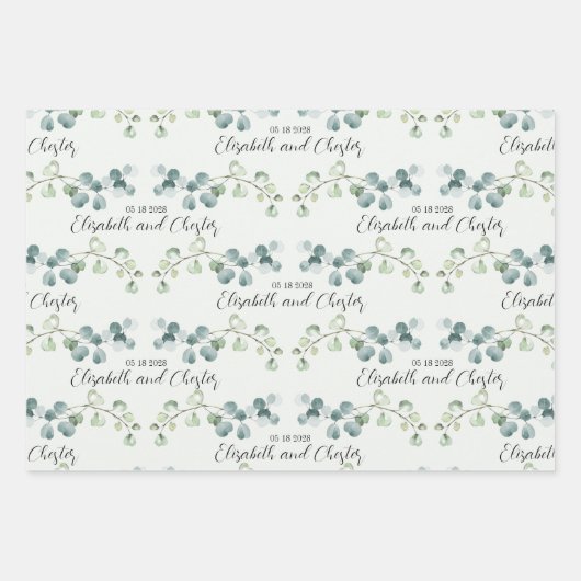Grüne Eukalyptus Sprig Wedding Branding Geschenkpapier Set (Vorderseite)