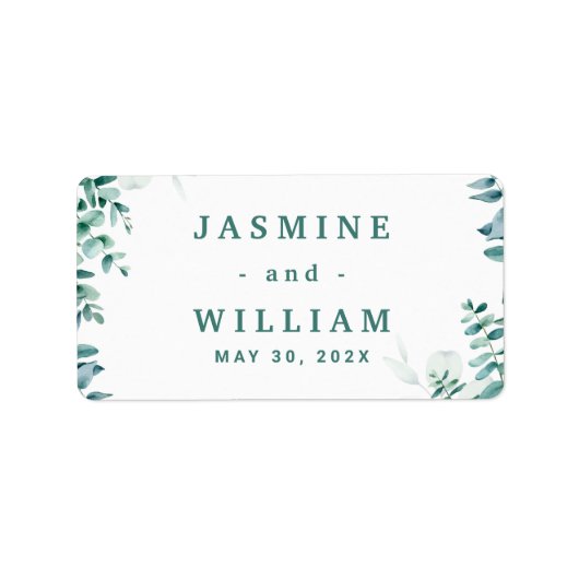 Grüne Eukalyptus Square RahmenWedding Adressaufkleber (Vorne)