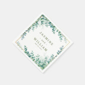 Grüne Eukalyptus Square RahmenWedding Serviette (Ecke)