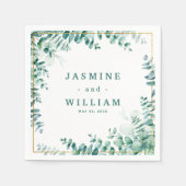 Grüne Eukalyptus Square RahmenWedding Serviette (Vorderseite)