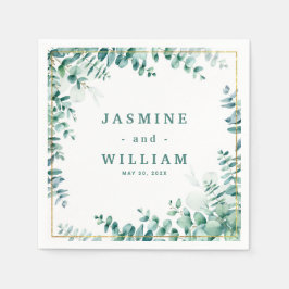 Grüne Eukalyptus Square RahmenWedding Serviette