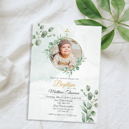 Grüne Eukalyptus-Taufe Einladung