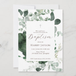 Grüne Eukalyptus Taufen Einladung