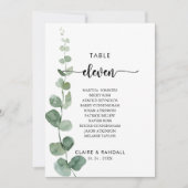 Grüne Eukalyptus-Tischnummer 11 Sitzkarte Einladung (Vorderseite)