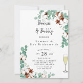 Grüne Eukalyptus- und Cotton-Bridesmaids Luncheon  Einladung (Vorderseite)