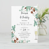 Grüne Eukalyptus- und Cotton-Bridesmaids Luncheon  Einladung (Stehend Vorderseite)