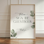 Grüne Eukalyptus Unterzeichnen des Guestbook Pedes Sockelschild