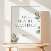 Grüne Eukalyptus Unterzeichnen des Guestbook Pedes Sockelschild