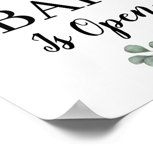 Grüne Eukalyptus Verlasse Bar ist offen Poster (Ecke)