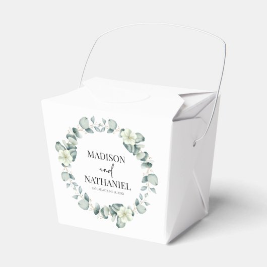 Grüne Eukalyptus Verlasse Grüne Botanische Hochzei Geschenkschachtel (Vorderseite)