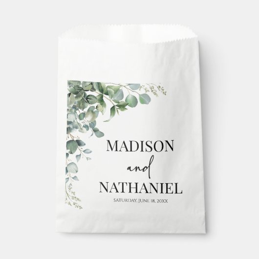 Grüne Eukalyptus Verlasse Grüne Botanische Hochzei Geschenktütchen (Vorderseite)