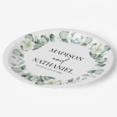 Grüne Eukalyptus Verlasse Grüne Botanische Hochzei Pappteller (Schrägansicht)