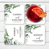 Grüne Eukalyptus Verlasse Grüne Botanische Hochzei Rechteckiger Pappuntersetzer