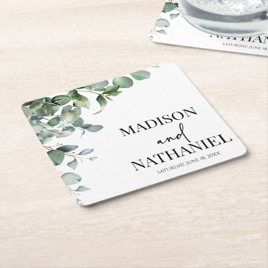 Grüne Eukalyptus Verlasse Grüne Botanische Hochzei Rechteckiger Pappuntersetzer (angewinkelt)