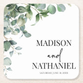 Grüne Eukalyptus Verlasse Grüne Botanische Hochzei Rechteckiger Pappuntersetzer (Vorderseite)