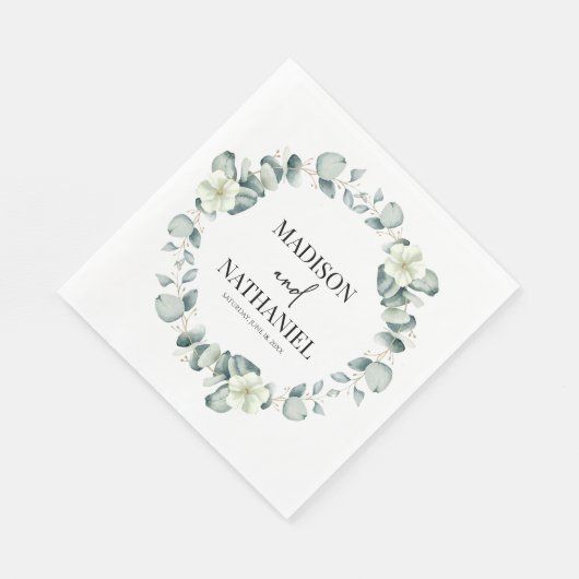 Grüne Eukalyptus Verlasse Grüne Botanische Hochzei Serviette (Ecke)