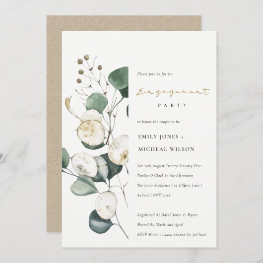 Grüne Eukalyptus-Verlobung in der Rustikale Blätte Dankeskarte (Vorne/Hinten)