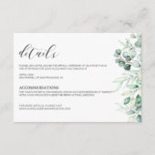 Grüne Eukalyptus Wasserfarben Details Elegante Begleitkarte (Vorderseite)