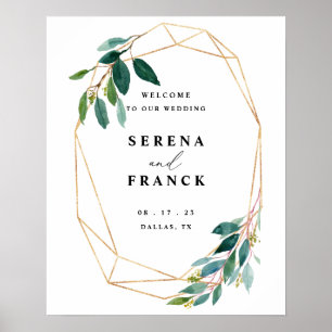 Grüne Eukalyptus Wedding Begrüßungszeichen, Hochze Poster