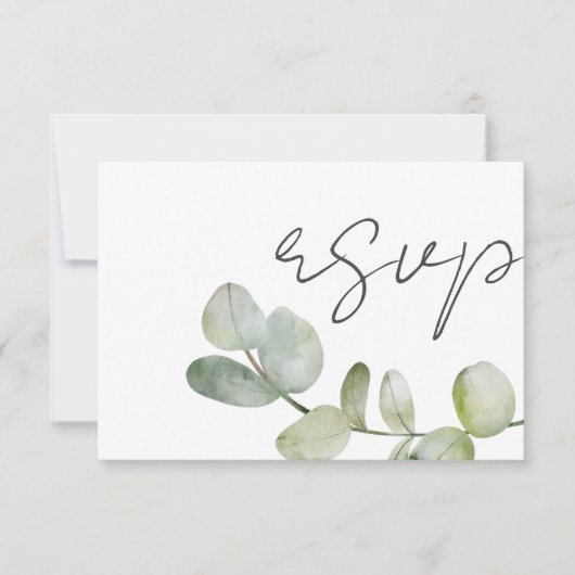 Grüne Eukalyptus Wedding RSVP Karte (Vorderseite)