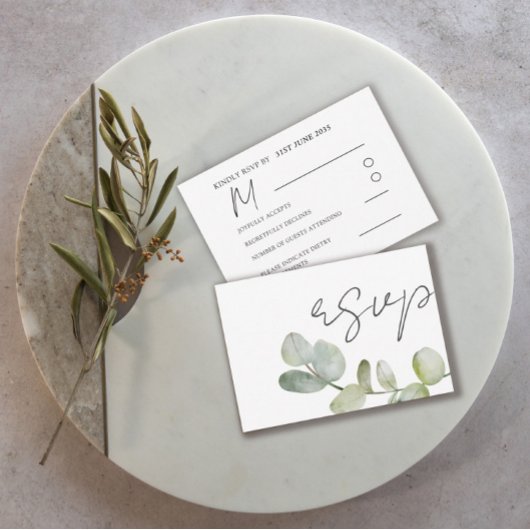 Grüne Eukalyptus Wedding RSVP Karte