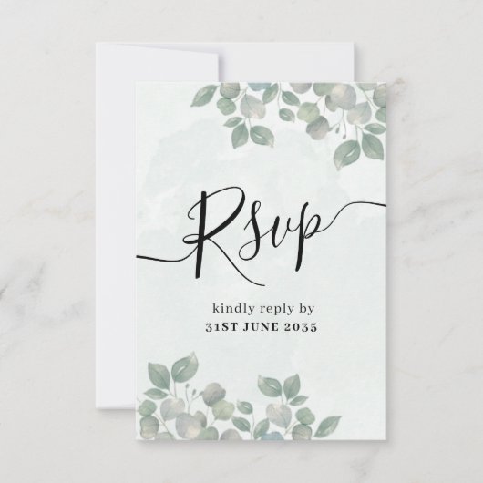 Grüne Eukalyptus Wedding RSVP Karte (Vorderseite)