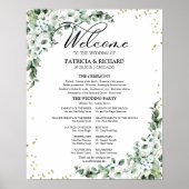 Grüne Eukalyptus Wedding Zeremony Programm Signatu Poster (Vorne)