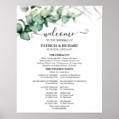 Grüne Eukalyptus Wedding Zeremony Programm Signatu Poster (Vorne)