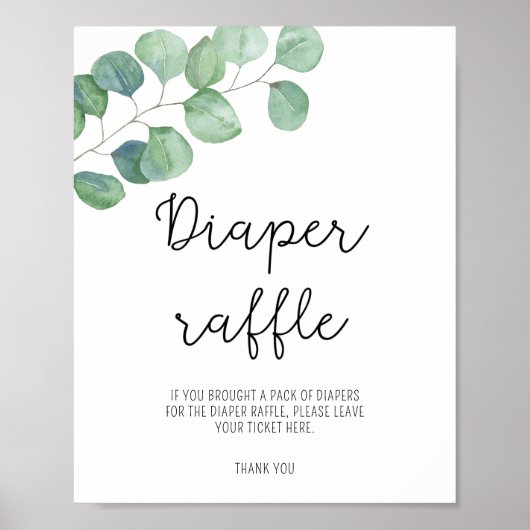 Grüne Eukalyptus - Windel-Raffle-Poster Poster (Vorne)