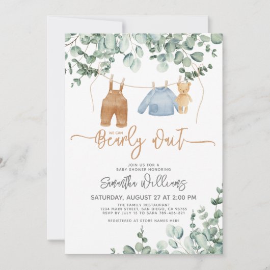 Grüne Eukalyptus Wir können frühzeitig Baby Dusche Einladung (Vorderseite)