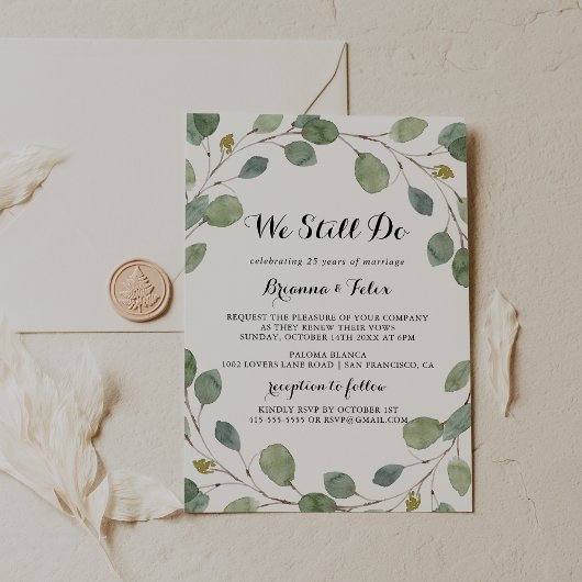 Grüne Eukalyptus Wir machen noch Vow Erneuerung Einladung