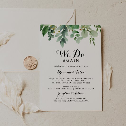 Grüne Eukalyptus Wir machen wieder Vow Erneuerung Einladung