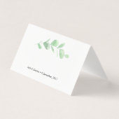 Grüne Eukalyptus-Zeltkarten | Hochzeitsplatzkarten (Vorderseite)