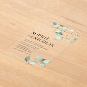 Grüne Eukalyptus-Zweige der Wasserfarbensage Hochz Acryleinladungen (Ablage )