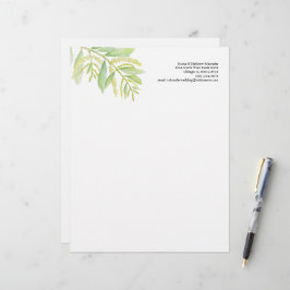Grüne Eukalyptusfolien-Blume Aquarellkunst Briefbogen