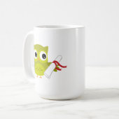 Grüne Eule mit Diplomarbeit Abschluss Tasse (Vorderseite Links)