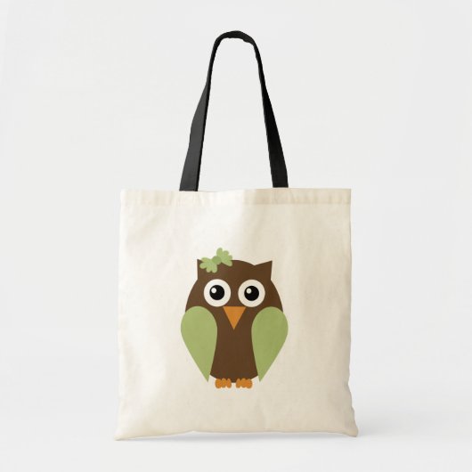 Grüne Eule u. eine Bogen-Tasche Tragetasche (Vorne)