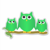 Grüne Eulen Design Aufkleber (Vorderseite)