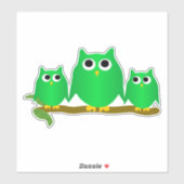 Grüne Eulen Design Aufkleber (Blatt)