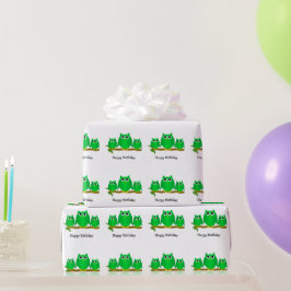 Grüne Eulen Design Geburtstagsgeschenk Geschenkpapier