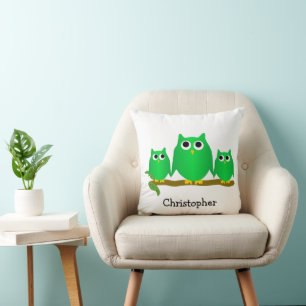 Grüne Eulen Design individuell gestaltet Kissen