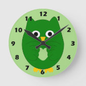 Grüne Eulen Design Runde Wanduhr (Vorderseite)