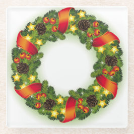 GRÜNE EVERGREEN CHRISTMAS KRIEG MIT ROTEN RIBBONEN GLASUNTERSETZER